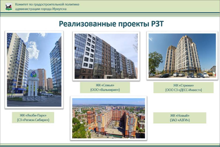 Реализованные проекты КРТ в Иркутске. Изображение администрации города