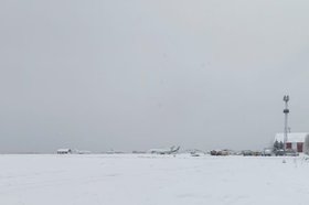 Снегопад. Фото из телеграм-канала аэропорта Братска