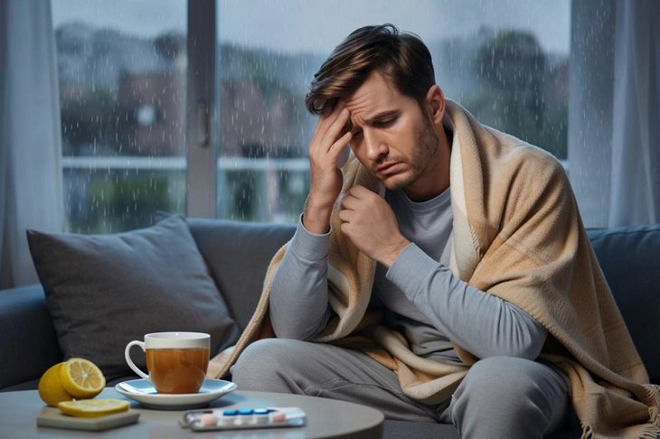 Болеющий человек. Фото сгенерировано с помощью нейросети GigaChat