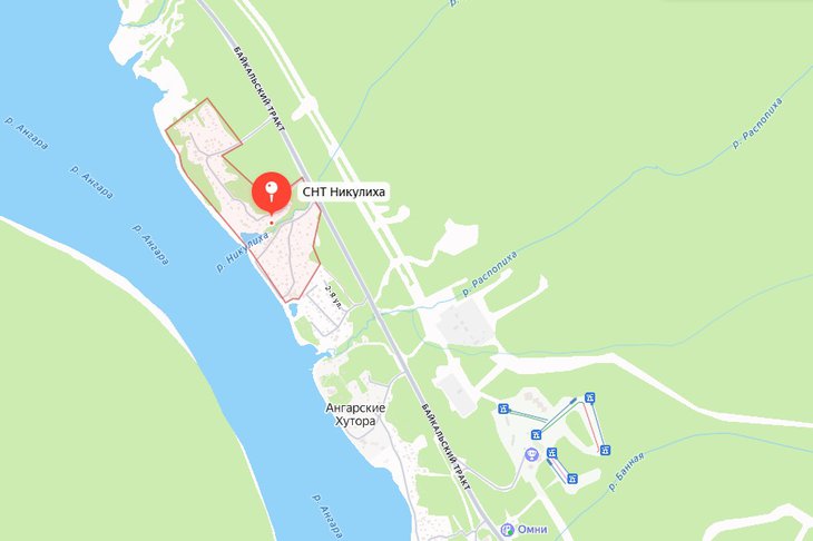 СНТ в Иркутском округе. Скриншот с сайта Яндекс.Карты