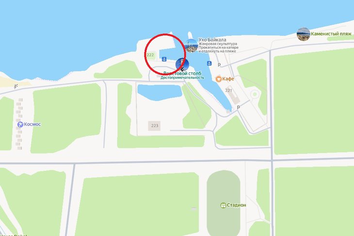 Расположение берегоукрепительных сооружений. Скриншот сайта Яндекс.Карты