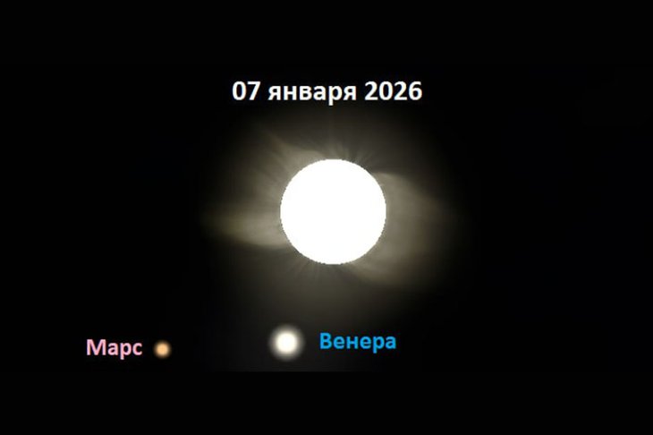 Сближение Солнца, Марса и Венеры. Изображение с сайта лаборатории солнечной астрономии ИКИ и ИСЗФ СО РАН