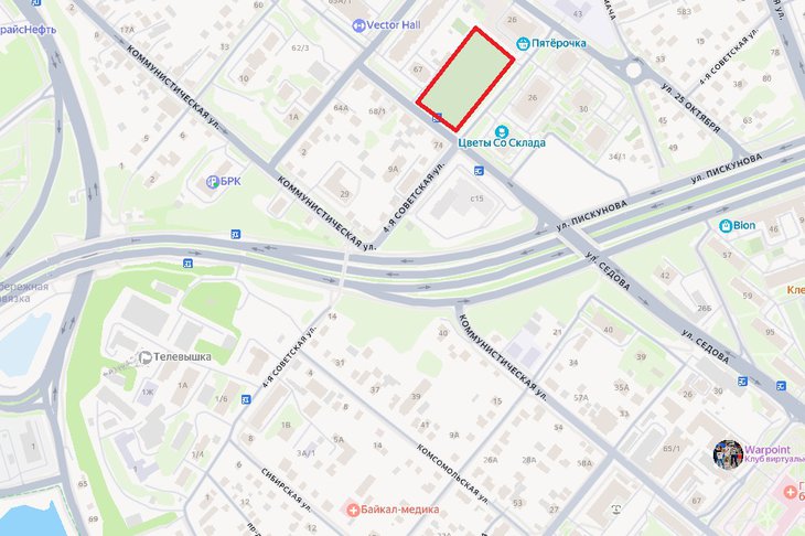 Участок стадиона «Пионер». Скриншот с сайта Яндекс.Карты