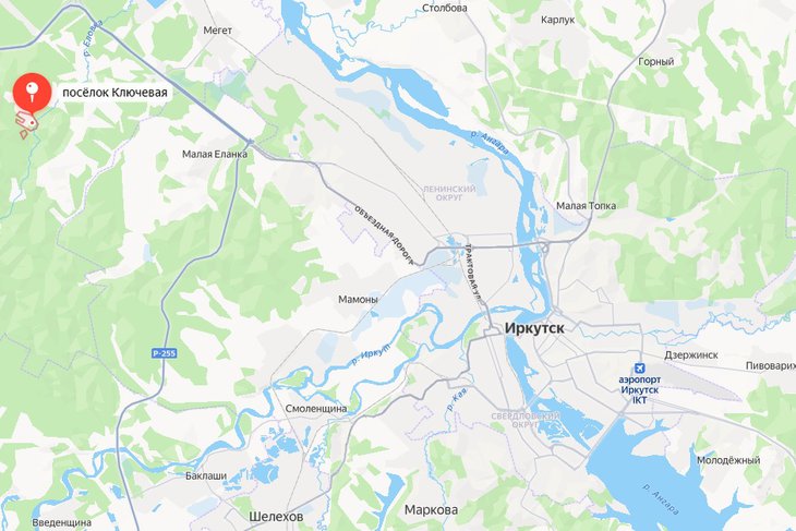 Поселок Ключевая, где планируют строить аэропорт. Скриншот с сайта Яндекс.Карты
