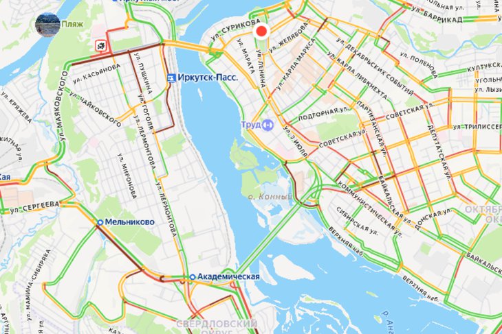 Пробка. Скриншот сервиса «Яндекс. Карты»