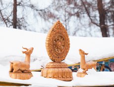 Колесо Сансары и две антилопы — символ буддизма