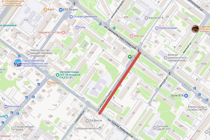 Ограничение проезда. Скриншот с сайта Яндекс.Карты