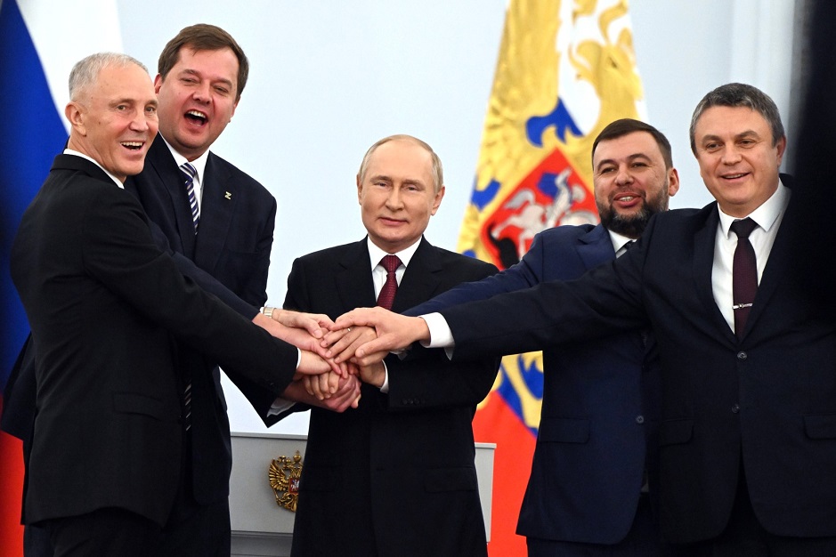 Подписание договоров о принятии ДНР, ЛНР, Запорожской и Херсонской областей в состав России. Фото: Григорий Сысоев, МИА «Россия сегодня»