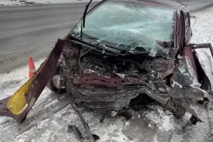Автомобиль после ДТП. Скриншот видео пресс-службы Госавтоинспекции Иркутской области
