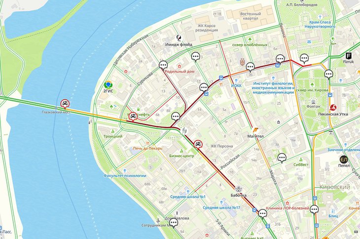 Пробки. Скриншот с сайта http://www.2gis.ru*