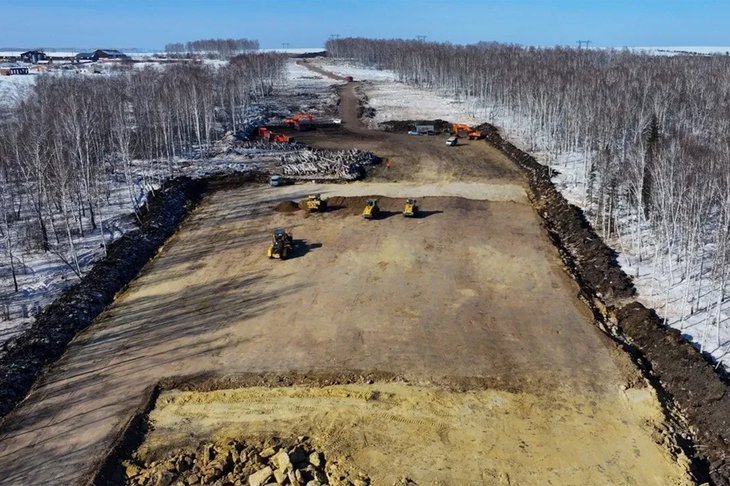 Строительство дороги. Фото пресс-службы правительства Иркутской области