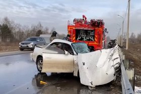 Машина после ДТП. Скриншот видео пресс-службы Госавтоинспекции Иркутской области