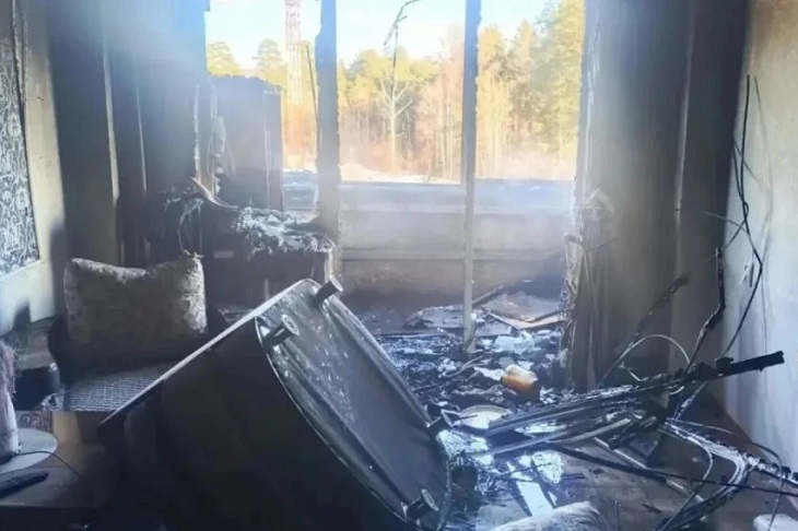 Квартира, где произошел пожар. Фото ГУ МЧС России по Иркутской области