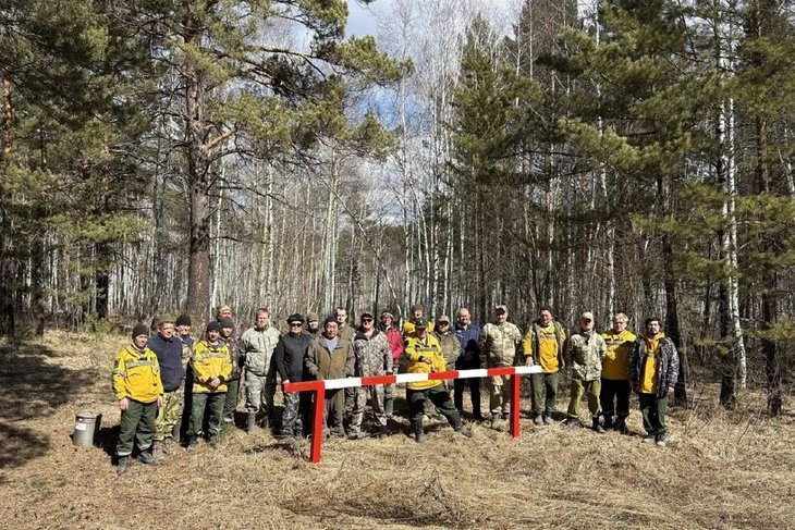 Участники уборки в лесу. Фото пресс-службы правительства Иркутской области
