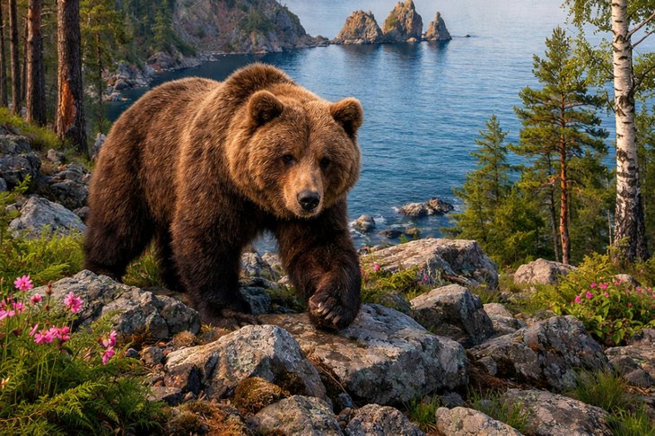 Медведь. Изображение сгенерировано нейросетью ChatGPT Image Generator