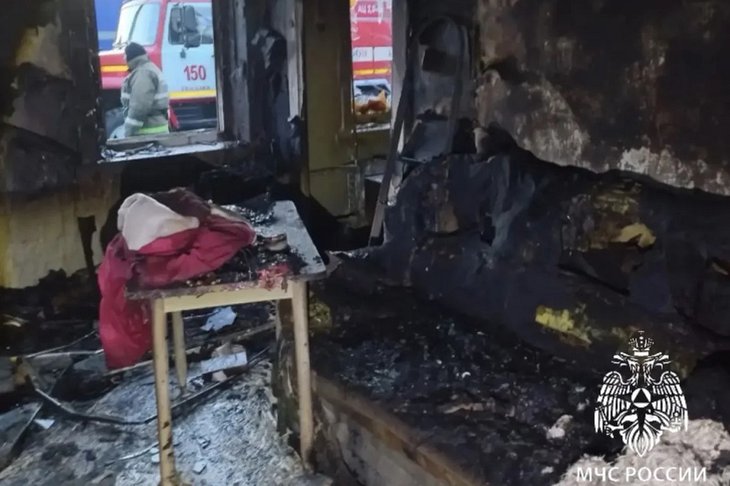 Квартира после пожара. Фото пресс-службы ГУ МЧС России по Иркутской области