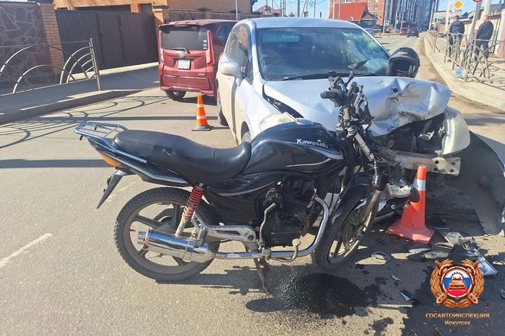 Авария с несовершеннолетним мотоциклистом. Фото Госавтоинспекции Иркутска