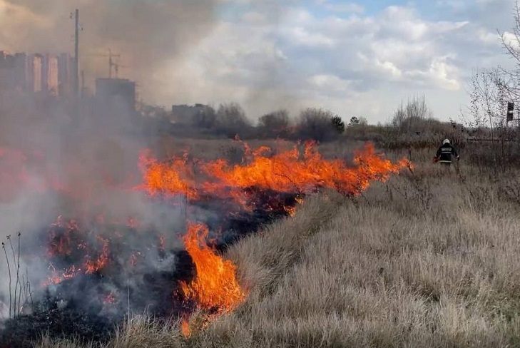 Отжиг травы. Фото пресс-службы администрации Иркутска