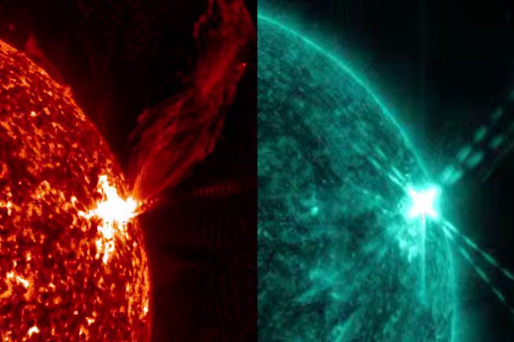 Вспышка на Солнце. Скриншот видео из телеграм-канала лаборатории солнечной астрономии ИКИ РАН