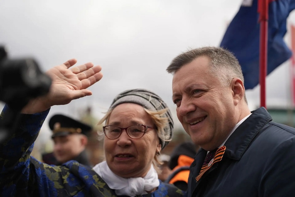 Игорь Кобзев на митинге. Фото пресс-службы правительства Иркутской области