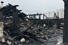 Сгоревший дом. Фото ГУ МЧС России по Иркутской области
