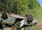 Авария с опрокидыванием автомобиля. Скриншот видео Госавтоинспекции Иркутской области