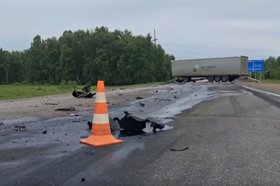 Место аварии. Скриншот видео пресс-службы Госавтоинспекции Иркутской области