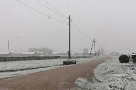 Снег в селе Менза. Фото Анастасии Арефьевой из соцсетей администрации Красночикойского округа