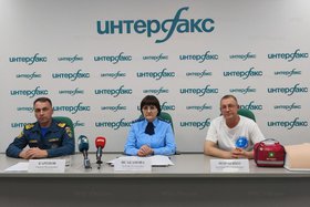 Пресс-конференция. Фото пресс-службы ГУ МЧС по Иркутской области