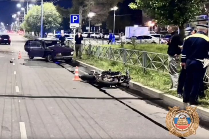 Авария с мотоциклом. Скриншот видео Госавтоинспекции Иркутской области