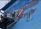 Мурал в Братске. Скриншот видео из соцсетей аэропорта Братска