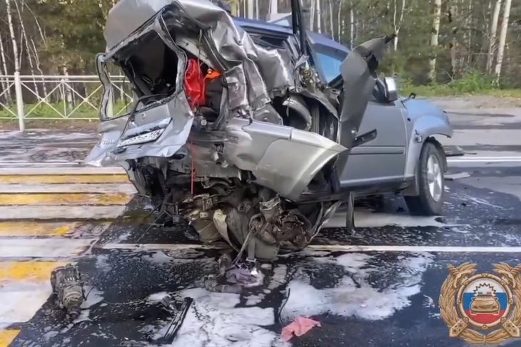 Автомобиль после ДТП. Скриншот видео пресс-службы Госавтоинспекции Иркутской области