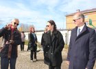Владимир Орноев, Олеся Полунина и Андрей Южаков на стройплощадке школы. Фото администрации Свирска