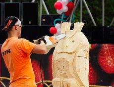 Желающие могли понаблюдать, как создается деревянная скульптура