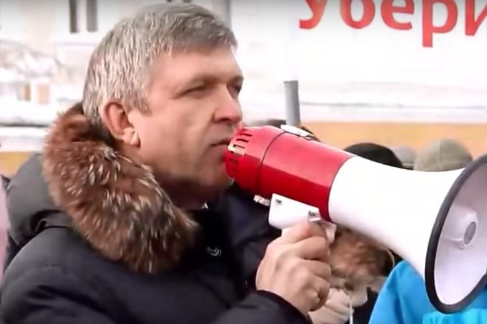 Алексей Красноштанов на митинге против пыток правоохранительных органов. Скриншот видео