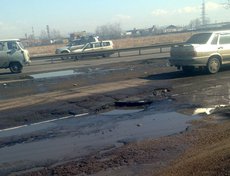 Улица Трактовая, съезд с Ново-Ленинской объездной. Фото прислал Евгений Кондратьев