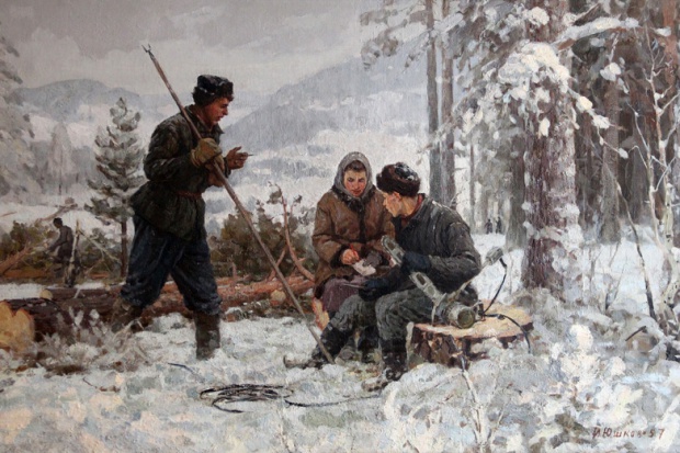 И. Е. Юшков «Лесорубы» (1957 год). Фото предоставлено Иркутским областным художественным музеем