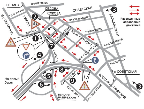 Схемы развязок на правом берегу Ангары.