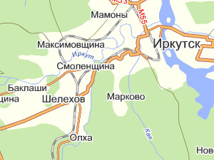 Карта Шелеховского района. Скриншот с maps.yandex.ru.